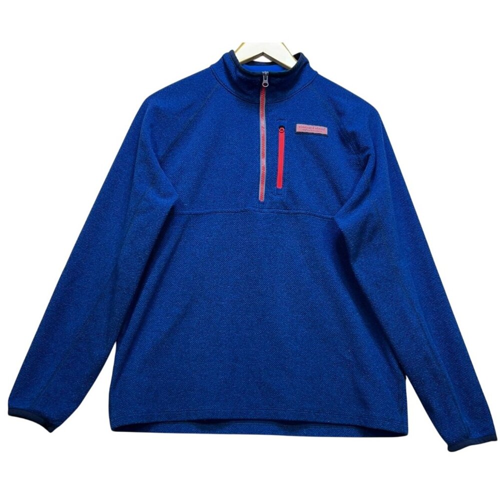Vineyard Vines Men's Mountain Fleece 1/2 Zip Pullover Sweater Size S Blue Solid